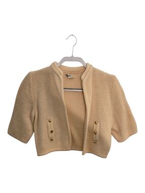 Vintage Knit Ethel Of Beverly Hills Short Sleeve Cream Sweater Sz S/M